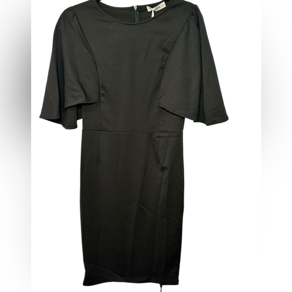 Grace Karin Black Midi Cape‎ Scoop Neck Fit Flare Sheath Midi Dress Size Medium - Picture 1 of 7